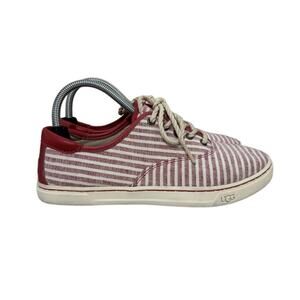 UGG Eyan II Red White Striped Canvas Sneakers Women's Size 8 Casual Shoes